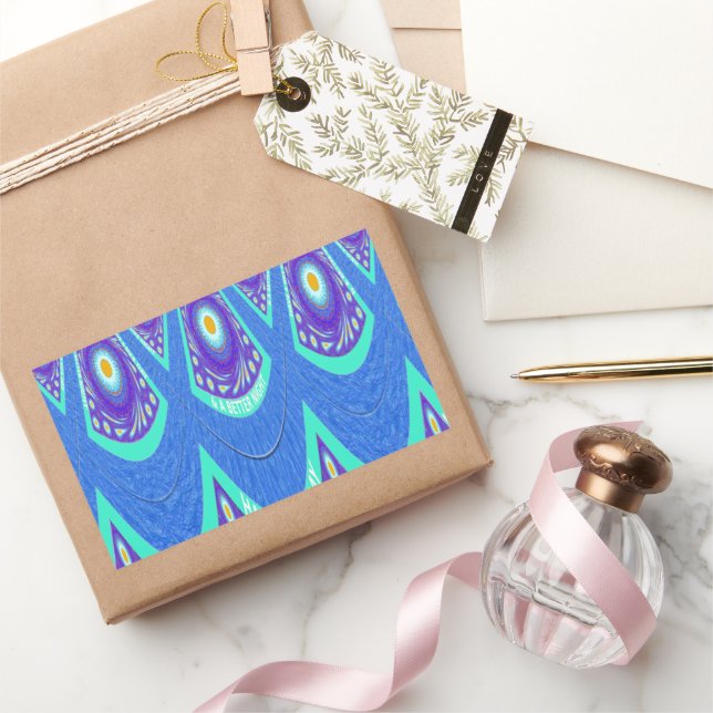 Pegatina Rectangular Hermoso y encantador arte de vectores de batik azu (Regalar)