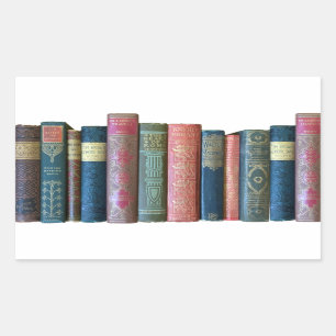 Pegatina Rectangular Hermosos libros antiguos, espinas de libros
