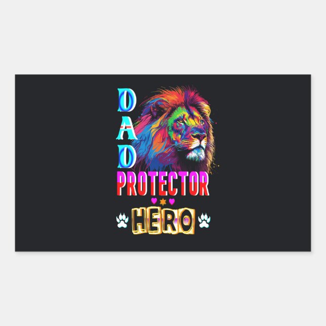 Pegatina Rectangular Héroe del protector de papá (Anverso)
