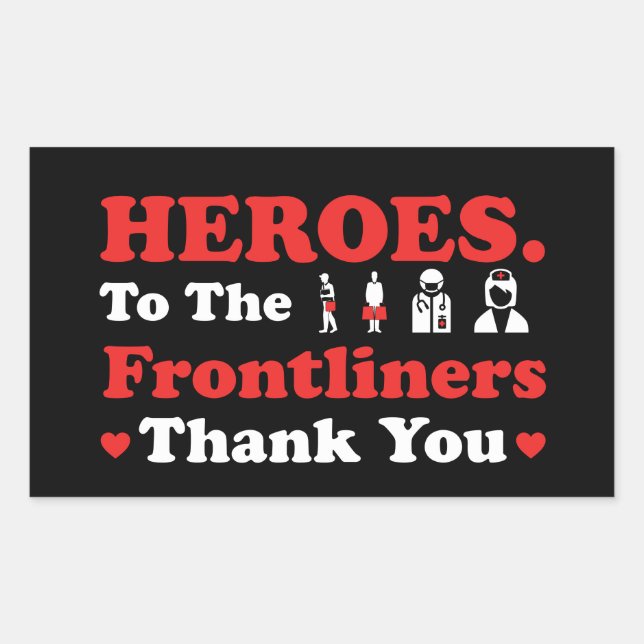 Pegatina Rectangular Héroes | Frontliners | Gracias (Anverso)