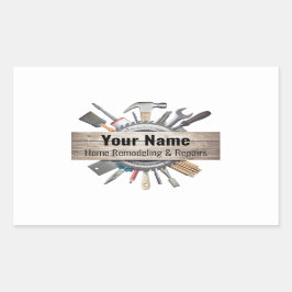 Pegatina Rectangular Herramientas de contratista para el personalizable