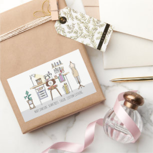 Pegatina Rectangular Herramientas De La Seamstress Comercial Tailor