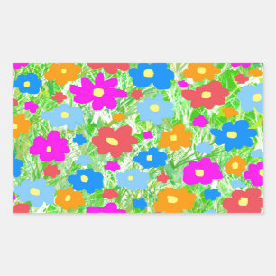Pegatina Rectangular Hierba FlowerPower