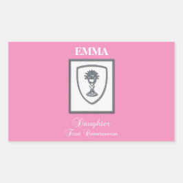 Pegatina Rectangular Hija, primer cáliz plateado de comunión