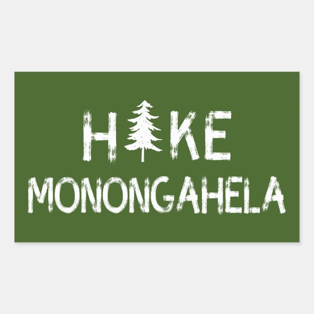 Pegatina Rectangular Hike Monongahela West Virginia Tree (Anverso)