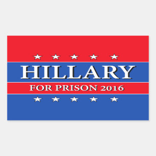 PEGATINA RECTANGULAR "HILLARY FOR PRISON 2016"