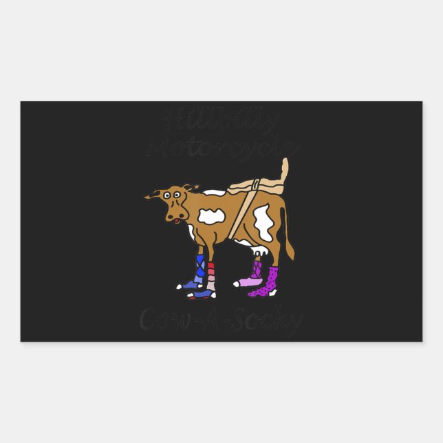 Pegatina Rectangular Hillbilly Motorcycle Funny Cow Gift Para Bicicleta (Anverso)