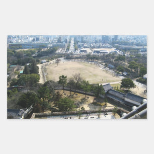 Pegatina Rectangular Himeji, Japón (Vista desde lo alto del castillo)
