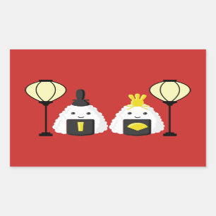 Pegatina Rectangular Hina Matsuri Onigiri