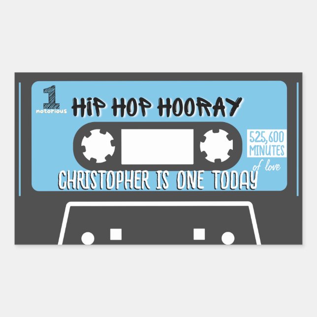 Pegatina Rectangular Hip Hop Hooray Notorious ONE 1er cumpleaños Mixtap (Anverso)