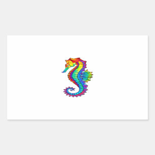Pegatina Rectangular Hipoahoría marino poligonal arcoiris