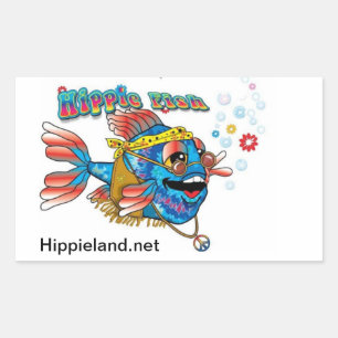Pegatina Rectangular Hippie Fish
