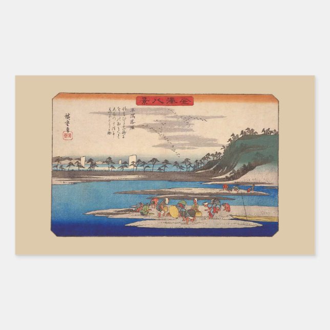 Pegatina Rectangular Hirakata, Kanazawa, por Pegatinas de Hiroshige (Anverso)
