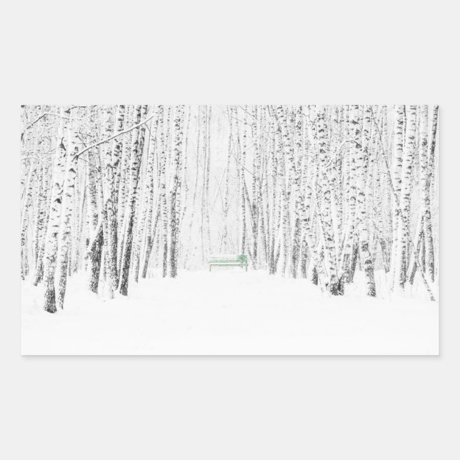 Pegatina Rectangular Historia de los Navidades blancos (Anverso)