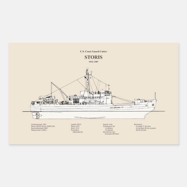Pegatina Rectangular Historias de corte USCG wmec-38 - SBD (Anverso)