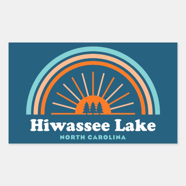 Pegatina Rectangular Hiwassee Lake North Carolina Rainbow (Anverso)