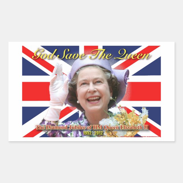 Pegatina Rectangular HM Queen Elizabeth II Diamond Jubilee (Anverso)