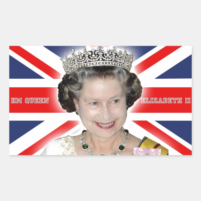 Pegatina Rectangular HM Queen Elizabeth II - Foto pro (Anverso)