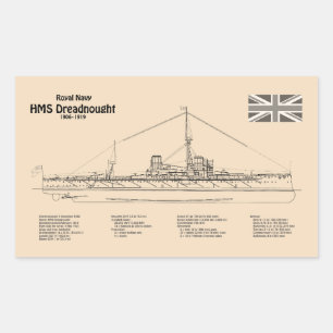 Pegatina Rectangular HMS Dreadnought - SD de diseño para el buque