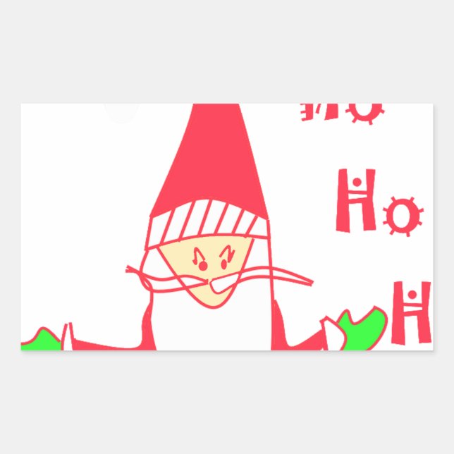 Pegatina Rectangular Ho Ho Ho Ho Feliz Navidad desde Santa.png (Anverso)