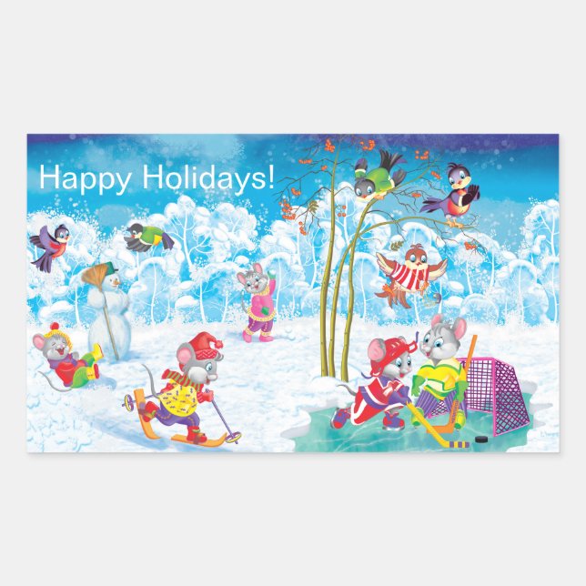 Pegatina Rectangular hockey (Anverso)