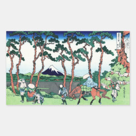 Pegatina Rectangular Hodogaya en Tokaido Katsushika Hokusai