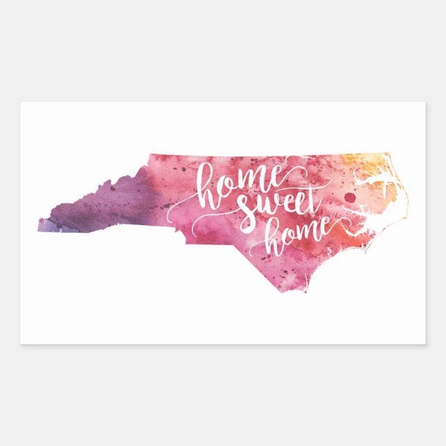 Pegatina Rectangular Hogar dulce Carolina del Norte (Anverso)