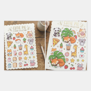 Pegatina Rectangular Hoja de paquete de stickers kawaii chibi recortado