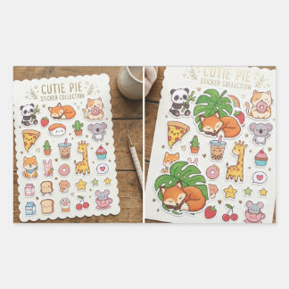 Pegatina Rectangular Hoja de paquete de stickers kawaii chibi recortado