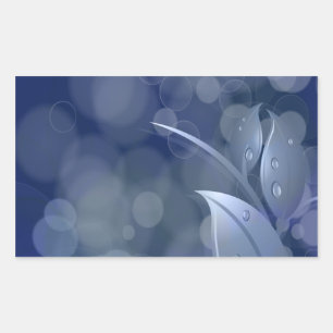 Pegatina Rectangular Hojas de Bokeh Azul