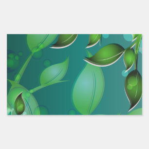 Pegatina Rectangular Hojas de jardín frescas