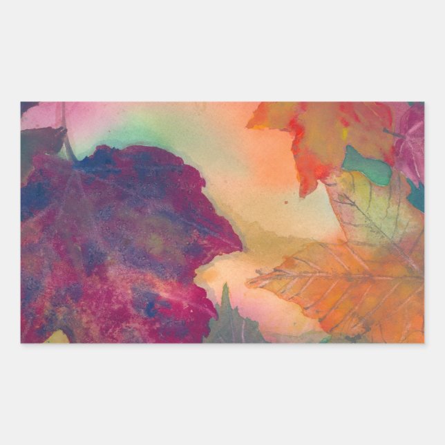 Pegatina Rectangular Hojas de otoño a lo largo de la costa en Nueva Ing (Anverso)