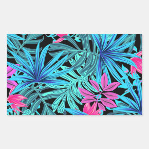 Pegatina Rectangular Hojas tropicales