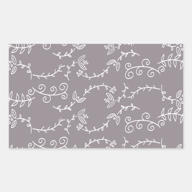 Pegatina Rectangular hojas y bayas (Anverso)