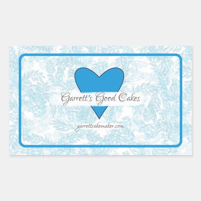 Pegatina Rectangular Hojas y corazones florales (Anverso)