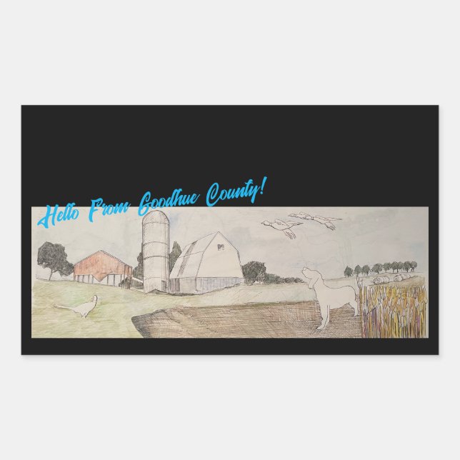 Pegatina Rectangular Hola Del Condado De Goodhue (Anverso)