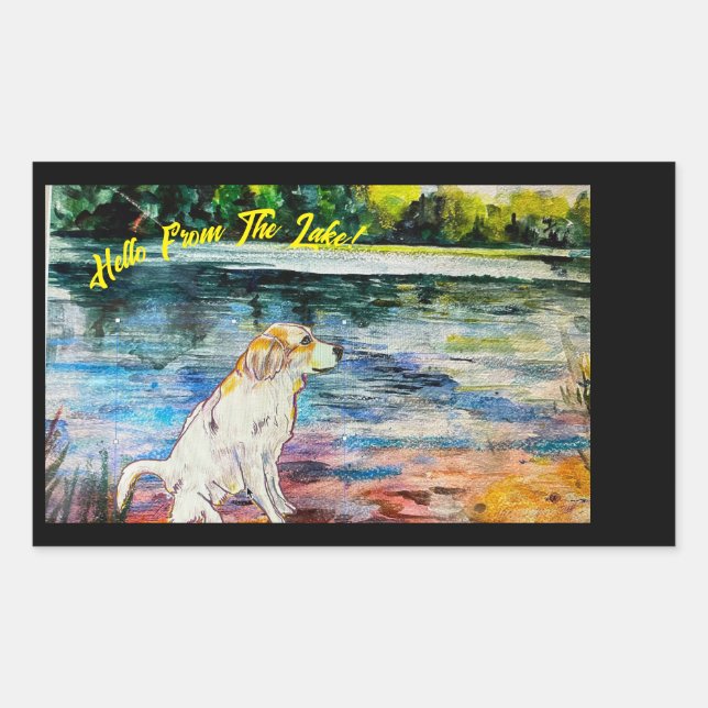 Pegatina Rectangular Hola desde el lago (Anverso)