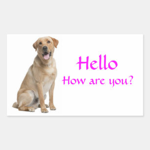Pegatina Rectangular Hola / Hola Stickers de cachorro de Labrador Retri