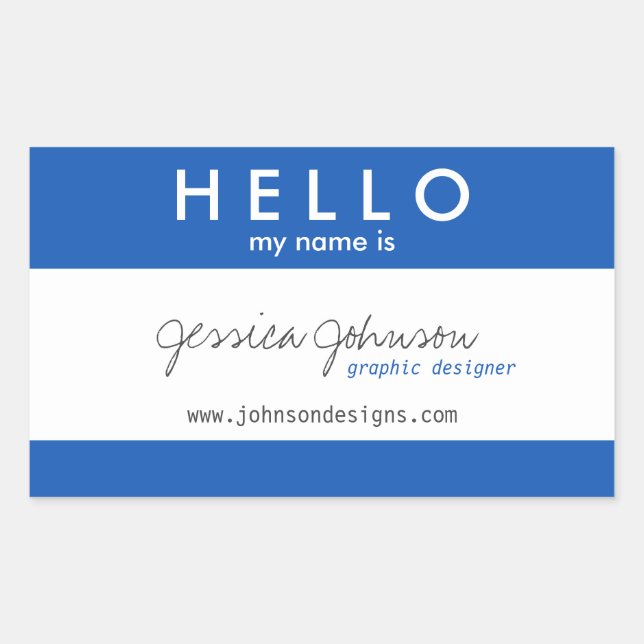 Pegatina Rectangular Hola Mi Nombre Es (Anverso)