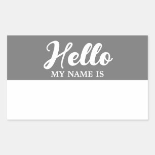 Pegatina Rectangular Hola, mi nombre es gris Minimalista moderno