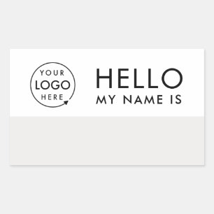 Pegatina Rectangular Hola Mi Nombre Es   Logotipo Personalizado Minimal