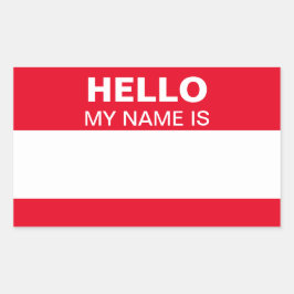 Pegatina Rectangular Hola Mi nombre es Red White Event Fiesta Name Tag