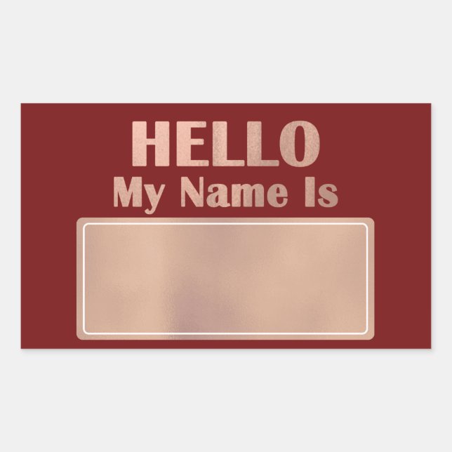 Pegatina Rectangular Hola Mi Nombre Es Reunión De La Familia De Bodas D (Anverso)