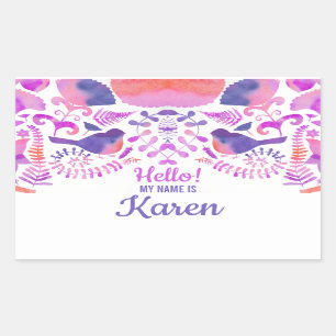 Pegatina Rectangular Hola mi nombre es un lindo nombre personalizado de