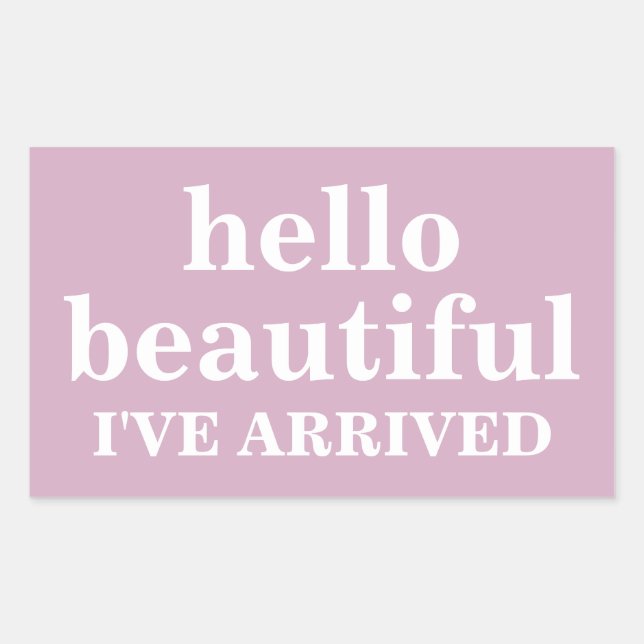 PEGATINA RECTANGULAR HOLA TEXTO PERSONALIZADO Y LOGO ELEGANTE  (Anverso)