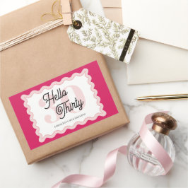 Pegatina Rectangular Hola Treinta Wavy Groovy cumpleaños 30