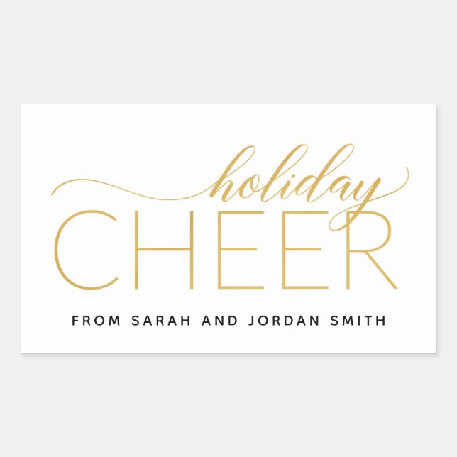 Pegatina Rectangular Holiday Cheer Gold (Anverso)