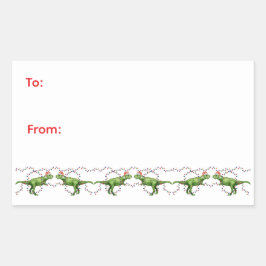 Pegatina Rectangular Holiday Dinosaurs Holiday Sticker