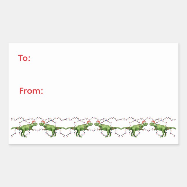 Pegatina Rectangular Holiday Dinosaurs Holiday Sticker (Anverso)