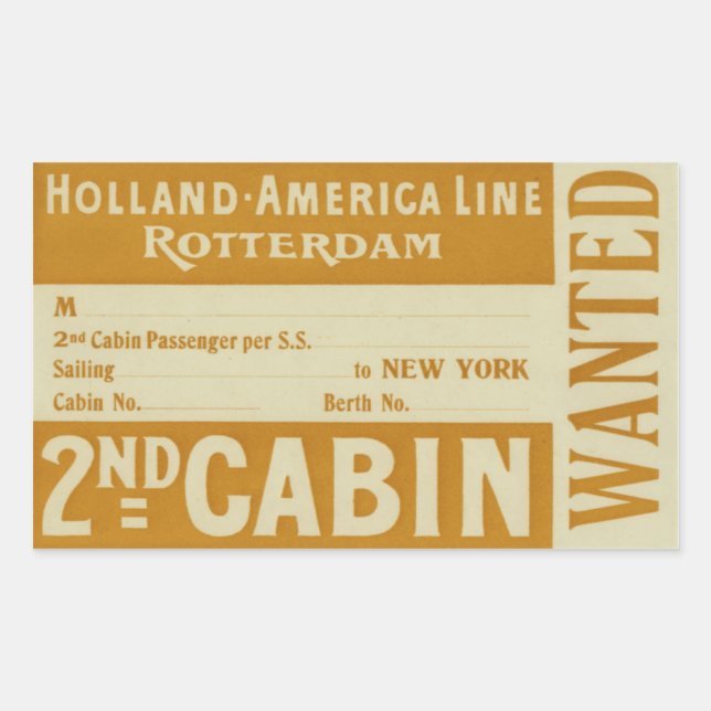 Pegatina Rectangular Holland América Line Rotterdam (Anverso)